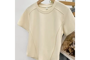 Women's Fashion T-Shirt High Quality Cotton Spandex Round-Neck Short Sleeved Summer Slim Fit Plus Size XS Solid Color Printed