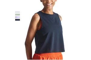 Solid Color Blank Women Loose Cropped Workout Gym Tank Tops Blouse Custom Logo Quick Dry Sleeveless T Shirt Athletic Yoga Vest