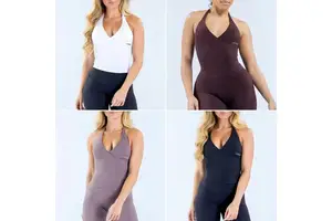 DFYN Cross-Border V-Neck Halter Tank Top Built-In Bra Pads Breathable Tight-Fitting Womens Backless Running Workout Yoga Vest