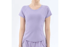Custom Logo Yoga T Shirt Fitness Running Round Neck T-shirts Solid Color Back Mesh Stitching Women Short Sleeve