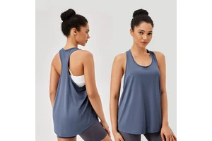 Women's Loose Sleeveless Yoga Cover-up tank Quick Dry Breathable Gym Running Top