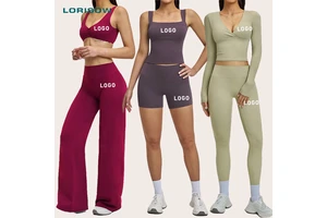 LORISOW Hot Selling Pilates Wear Athletic Wear For Women Outfit Leggings Sexy Fitness Bra Custom Yoga Tank Top Yoga Wear Set