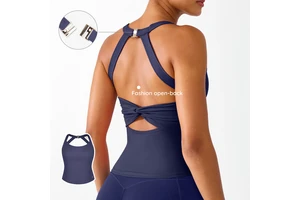 Vractivewholesale Breathable Eco-Friendly Halter Buckle Tank Top with Bra for Low for Yoga Sports Fitness Women