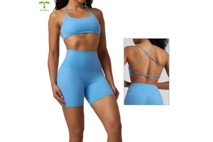 High Quality Adjustable Thin Shoulder Workout Tank Top Halter Neck Summer Sexy Women Running Bicycle Volleyball Bra