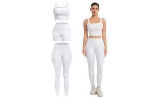 Wholesale Custom High Quality Recycled 2-Piece Yoga Shorts Set Sleeveless Ribbed Design Front Waist Print Plus Size Men Gym High