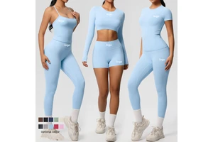 Women Solid Color Backless Square Neck High Waisted Breathable Seamless Stretch Lightweight Spandex/Nylon Plain Dyed Custom Logo