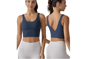 Aoyema Women's Yoga Bra Deep v Back Short Top Yoga Underwear Tight Running Sports Fitness Yoga Top Wear Vest for Women