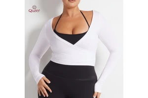 Good Vibes Skin-friendly Slim Fit Ballet Yoga Wrap Top Quick Dry Long Sleeve Shirt Gym Clothes Women's Coats