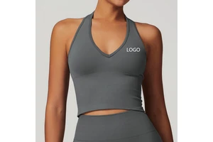 High Quality Women Breathable Halter Neck Open Back Seamless Yoga Bra New Style Summer Anti Shock Gym Fitness Tank Top