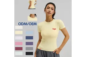 Crew Neck Women SKINNY Fit Sweat-Wicking Breathable Lightweight Front Custom Logo Yoga Top for Yoga and Fitness