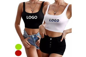 Wholesale Fashionable Custom Summer Causal Plain Sexy Sleeveless Tank Top Women Crop Top Womens Muscle Tank Top