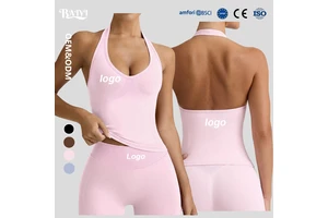 4 Solid Color Quick-dry Open Back Yoga Tank Top Halter Neck Strethy Backless Beauty Back Workout Tank Vest Sports Activewear Top