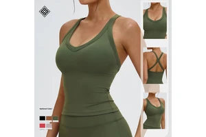 Fashionable Yoga Vest U-shaped Neckline Hollowed-out Beautiful Back Sports Top Outdoor Running Sports Vest