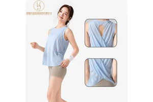 New Women's Summer Breathable Round Neck Sleeveless Yoga Top Lightweight Back Hollow Design Yoga Sports Sleeveless T-Shirt