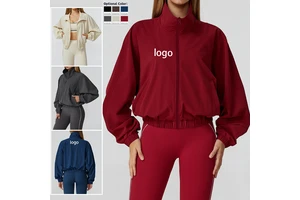 Quick-Dry Stand-Up Collar Sports Jacket for Women Zipper Windproof Outdoor Running Fitness Long-Sleeve Yoga Top