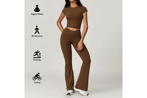 Custom Eco Friendly Recycled Yoga 2 Piece Set Sports Top Bra High Waist Butt Lifting Leggings Suit 2 Piece Yoga Gym Fitness Sets