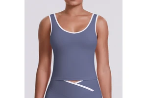 New Style Contrasting Color Cross-Tied Tight-Fitting Brush Tank Top Yoga Tops Fitness Breathable