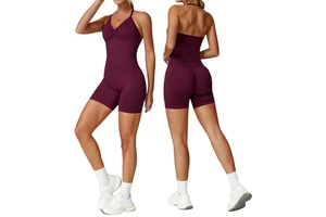 New V-Neck Fitness Tank Top for Women - Breathable Nylon Spandex Yoga Top with Padded Support, Custom Gym Wear Workout Clothes
