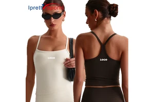 Custom LOGO Hot Selling Women's Compression Running Tank Top With Padded Yoga Vest Gym Workout Crop Tops