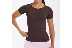 Women's High Quality O Neck Seamless Tight Workout Running T Shirt Outfit Gym Yoga Sports Fitness Short Sleeves T-Shirts