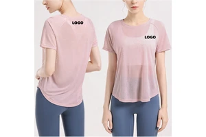 2023 Women's Summer Plus Size Activewear Loose Sports Top Lightweight Quick Dry Running T Shirt Cooldry Short Sleeves Gym Shirts
