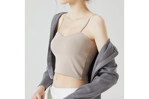 Hot-Selling One-Piece Cropped Tank Women Casual Style Padded Knitted Camisole Built-In Bra Tube Top Eco-Friendly Breathable