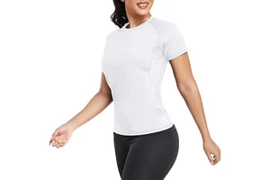 Women's Yoga Sports SkinnyFit Short-Sleeved Training Fitness Polyester/Cotton Spandex QuickDrying Breathable Moisture Front