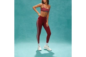 OEM Service Women High Waistband Contrast Stripe Activewear Fitness Yoga Tights Plain Glute Contouring Fourway Stretch Leggings