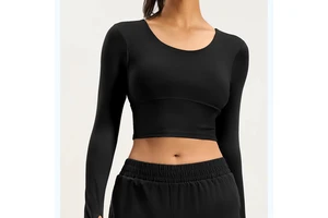 Solid Ruched Breathable High Elasticity Hollow Back Hole Drawstring Long Sleeve Yoga Top Women Fitness Gym Workout Shirt High