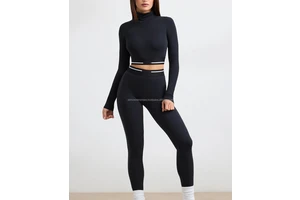 Women's Lightweight Breathable Four-Way Stretch Anti-Bacterial Turtleneck Backless Yoga Fitness Crop Top Full Sleeve Skinny Fit