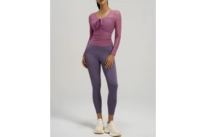 New Outer Layer Chiffon, High-elastic Front Strap Design, Waist Pleats, Arc Hem, Fixed Cup Yoga Fitness Sport Top for Women