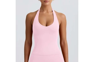 Hot Selling V-neck Halter-neck Vest with Built-in Padding Backless Yoga Pilates and Fitness Top for Women