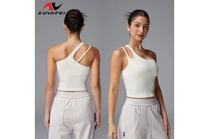 High-Quality Soft Single-Shoulder Design Sexy Elastic Slimming Sportswear Breathable White Yoga Fitness Clothes