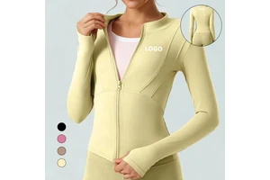 Custom Logo Naked Feeling Yoga Jacket Women Slim Fit Zipper Workout Top Contoured Seams Gym Activewear Long Sleeve Fitness Shirt