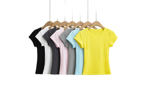 Women's Summer Outdoor O-Neck Fitness T-Shirt Compression Yoga Top Four-way Stretch Short Sleeve 160g Spandex/Cotton Skinny Fit