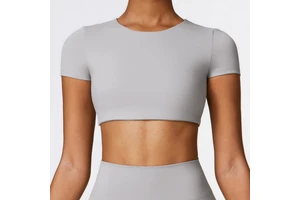 High Quality Wholesale Tight Yoga Top Breathable Quick-Drying Casual Sports T-Shirt Abrasion Fitness Clothing with Short Sleeves