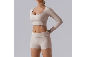Autumn and Winter New Thread Tight Breathable Long Sleeved T-shirt Yoga Suit Running Speed Drying Yoga Top Fitness Sportswear
