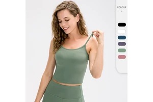 Custom Logo Front Women's Backless Spaghetti Strap Tank Top with Long Hem for Yoga Workout-High Support Breathable