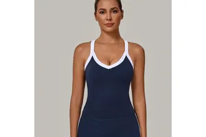 Women's Color Blocking Stretchy Breathable Fabric with Halter Yoga Vest for Yoga Pilates