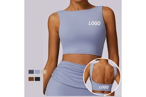 Cross Backless Yoga Vest Strength Gathered Quick-drying Fitness Clothes Running Tight Sports Fitness Sports Top Crop Top