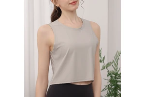 Lulu New Breathable Solid Chunky Spandex/Nylon Short Sleeve Crew Neck Loose-Fit Sports Vest Women's Fitness Yoga Pilates Top