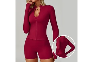 Roregal OEM Autumn Outdoor Long Sleeve Workout Sport Wear Comfortable Tight Zip-up Yoga Top Jacket