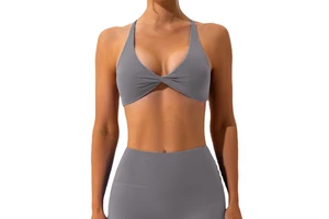 Custom Logo Gym Clothes for Women Lightweight Breathable Seamless Yoga Tank Top with Straps Low Back V-Neck Sexy Short Active