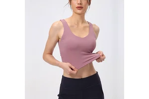 Deep V Yoga Tank Top Women's Cross Back Yoga Dress Women's Fitness Sports Bra