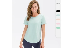 Women Sportswear Quick Dry Yoga Tops Round Hem Gym Running Stretch Fitness T Shirt for Women