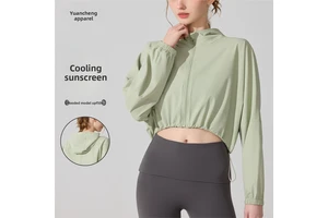 New Original Yarn Sunscreen Women's Anti-ultraviolet Long-sleeved Blouse Ice Silk Cool Jacket Outdoor Sports Yoga Top