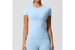 Women's Cross-border European American Spandex/Nylon Quick-dry T-shirts Skin-friendly Yoga Wear Short-sleeved Slim-fit Tops