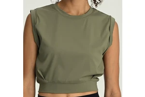 Plus Size Women's Loose Sleeveless Navel-Cut Sweat-Wicking Stretch Spandex/Nylon Wrinkle-Resistant Yoga Top Summer Gym Workout