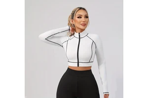 Standing collar zipper yoga wear women's sports tops fitness clothing long sleeve thin jacket running Yoga Jackets