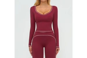 Wholesale Custom Logo Autumn Winter Yoga Long Sleeve Slim-fit Lightweight Solid Sweat-Wicking Fashion T-shirt Outdoor